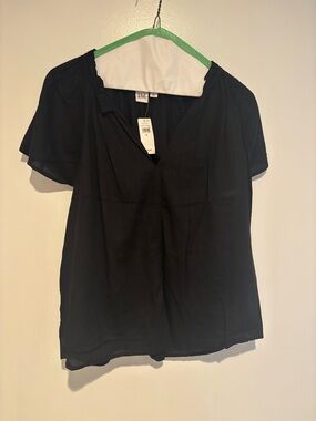 Gap Black V-Neck Short Sleeve Women's cotton Top sz small